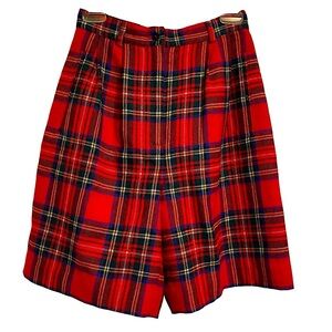 Amanda Smith Vintage Red Wool Plaid Shorts High Waist Dressy Y2K Preppy  Size 10